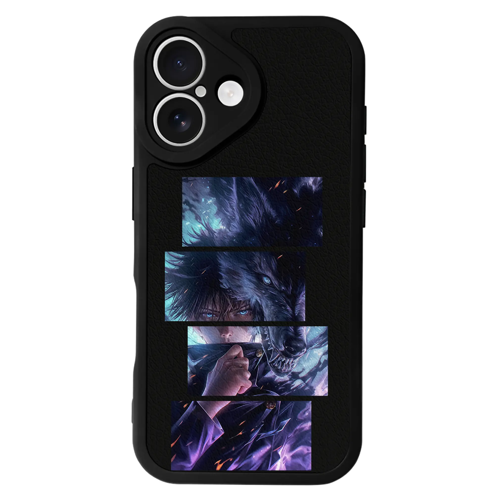 呪術廻戦 グッズ,伏黒 恵 - IPhone 16シリーズ対応 ・ シリコンスマホケース ・ レザー調 ・ 高精度フィット ・ 耐衝撃 ・ ワイヤレス充電対応 ・ 精密カット